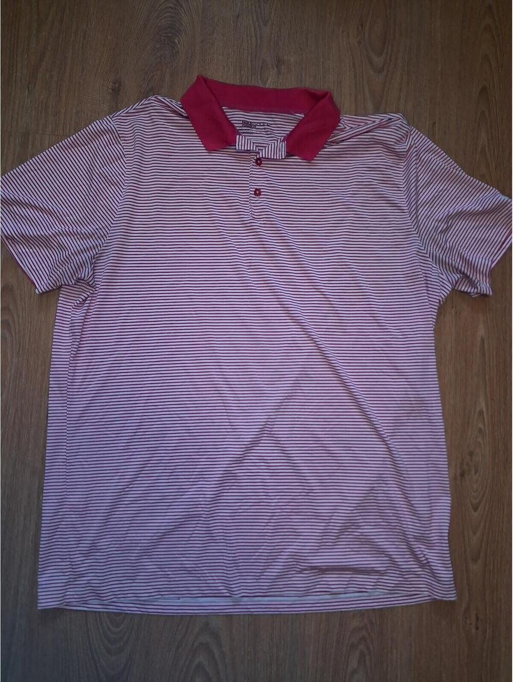 Nike Golf Dri Fit Polo Shirt Mens XXL Pink White Striped